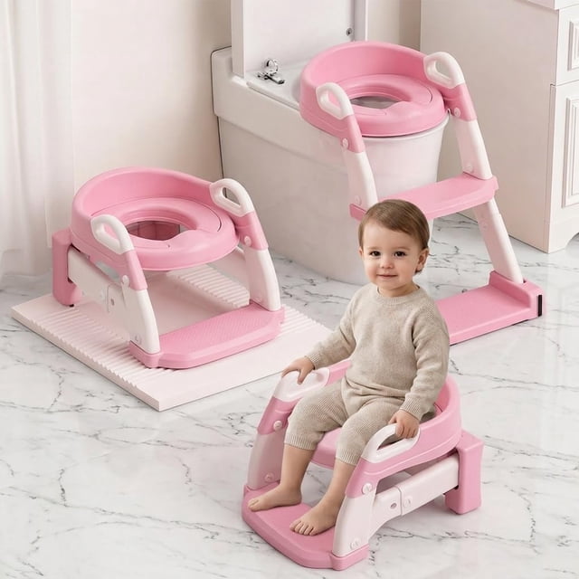 Banquito Plegable Zamno 6 en 1 Asiento de Entrenamiento para el Baño Rosa