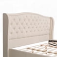 thumbnail image 3 of The Sky Neutral Beige Polyester Fontana Wingback Platform Bed Frame Has a 51-Inch Tall Headboard and Air-Circulating Feature, 3 of 12