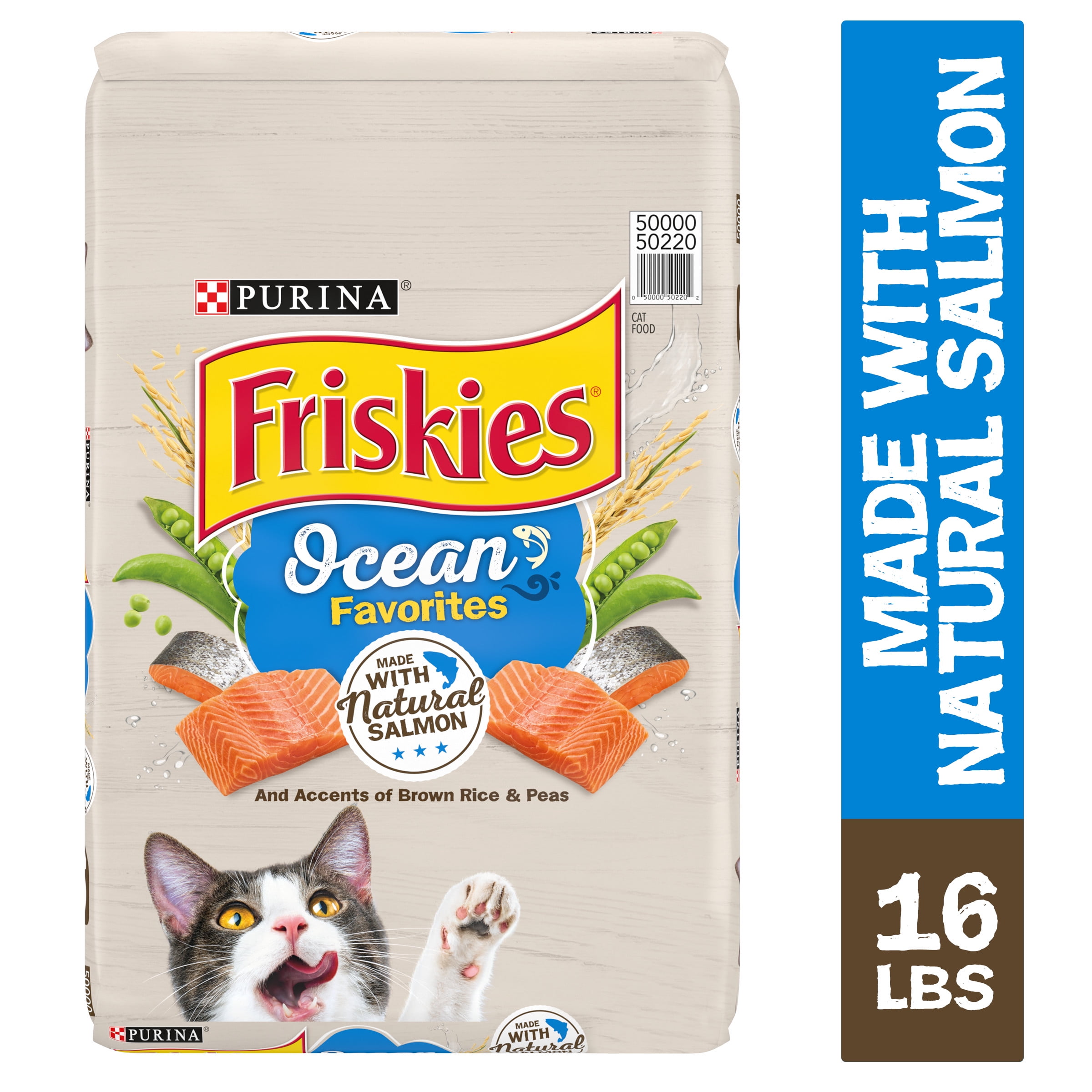 Friskies Dry Cat Food Ocean Favorites With Natural Salmon 16 Lb Bag Walmart Com