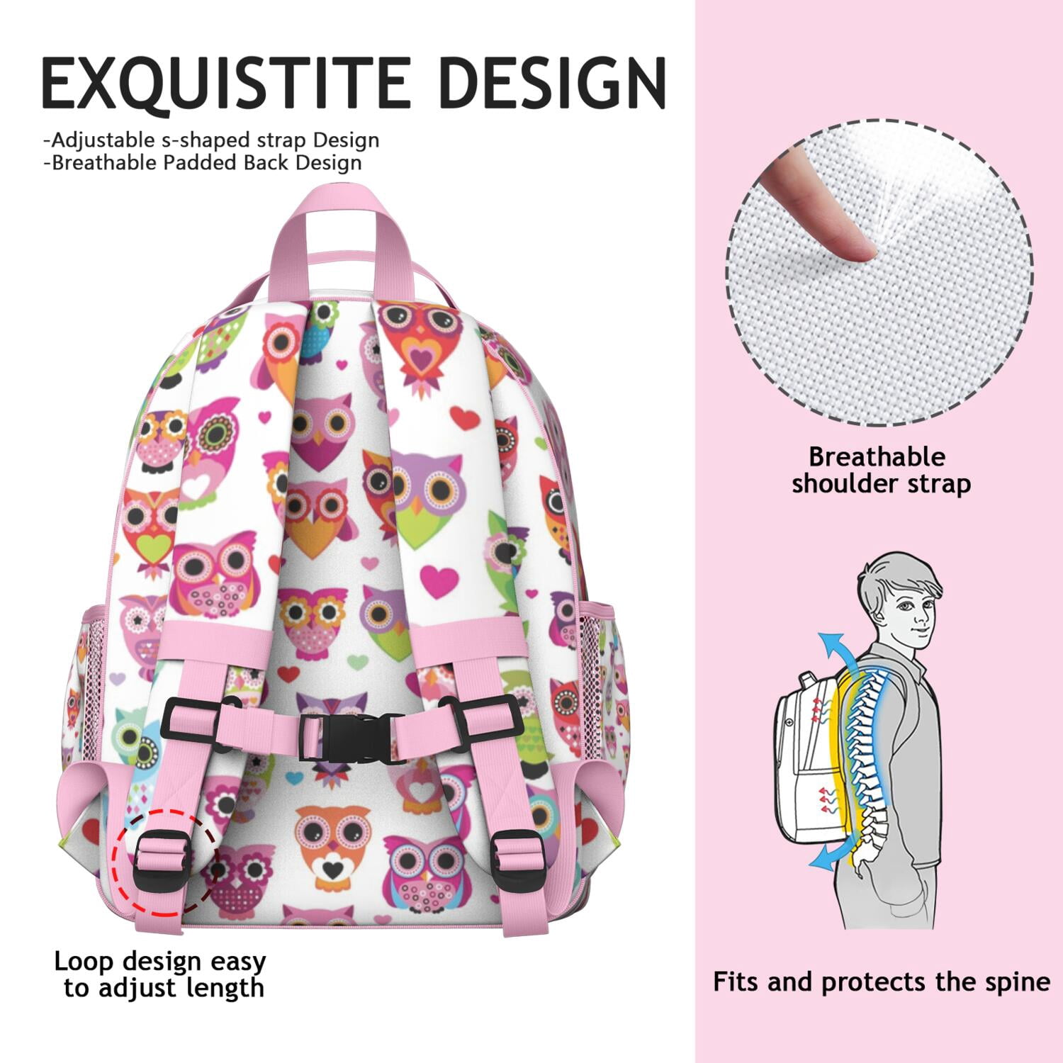 Colorful Owl Backpack - Waterproof Book Bag with Smiling Owl 
