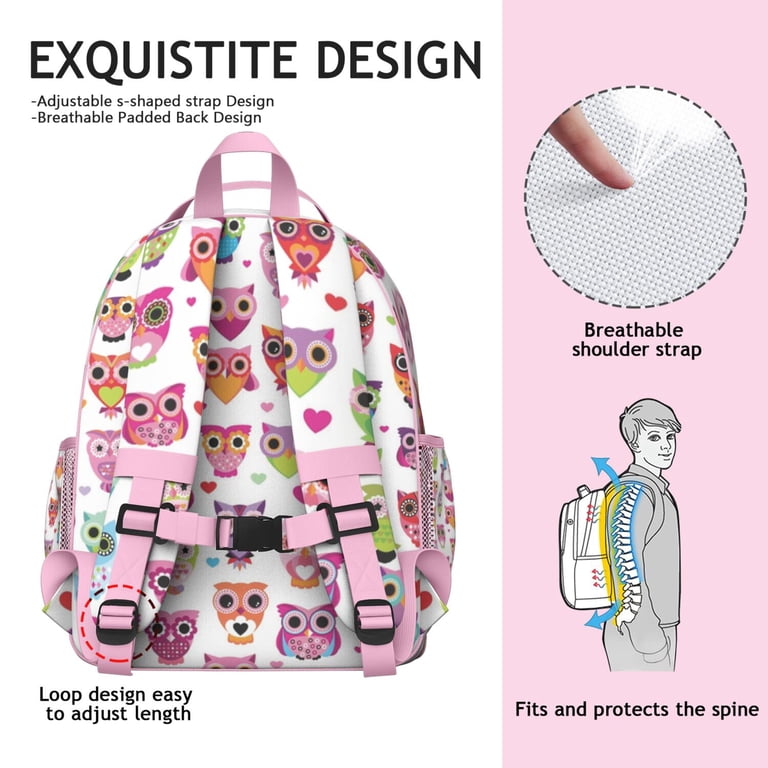 Colorful Owl Backpack - Waterproof Book Bag with Smiling Owl  display picture 3