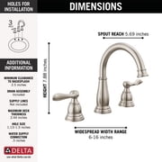 Delta Windemere Two Handle Bathroom Faucet Widespread - Brushed Nickel - 1 Piece