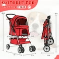 thumbnail image 7 of Dkelincs 4 Wheels Pet Stroller Folding Cat Dog Stroller Travel Carrier with Cup Holder & Storage Basket, Red, 7 of 7