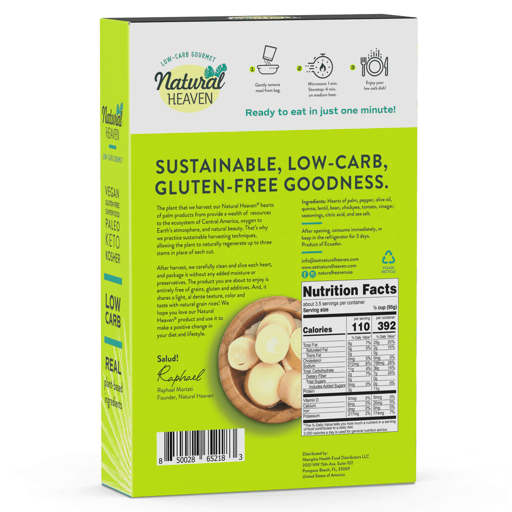 Keto Bowl Ready Meal Hearts of Palm by Natural Heaven - Mediterranean Size: 3-Pack