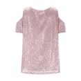 thumbnail image 5 of Outfmvch Women's Mardi Gras Short Sleeve Top Mardi Gras Sequin Top Blouses for Women Summer Shirts for Women Basic T Shirts for Women Ribbed Short Sleeve Tops for Women Pink 2xl, 5 of 6