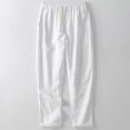thumbnail image 1 of Pantalones casuales de lino Pantalones largos de tubo recto sueltos de lino para hombre Pantalones de algodón y lino de talla grande para verano, 1 of 5