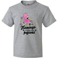 thumbnail image 3 of Inktastic Be a Flamingo in a Flock of Pigeons with Flowers Youth T-Shirt, 3 of 5
