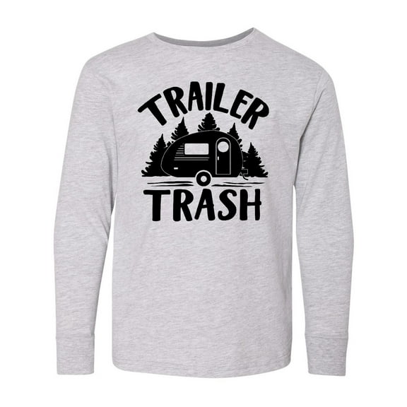 Inktastic Trailer Trash- Camping Humor Long Sleeve Youth T-Shirt