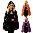 thumbnail image 7 of HOWPAY Halloween Capes For Adults Print Tie Front Hooded Cape Shawl Party Cloak Stage Cosplay Outfit For Holiday Masquerade Event Halloween Costumes One Size, 7 of 7