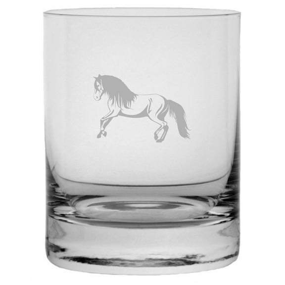 Abyssinian Body Horse Themed Etched 10.25oz Crystal Rocks Whisky Glass