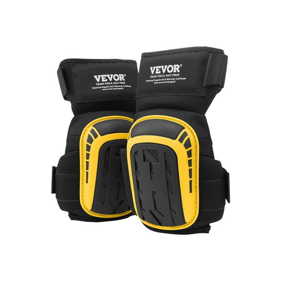 VEVOR Knee Pads for Work, Extended Heavy Duty Construction Knee Pads with 2 Extension Straps,Anti-slip Foam Gel Knee Pads, Men & Women, for Gardening Flooring Roofing and Cleaning,Yellow and Black