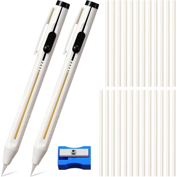 Chalk Pencil Refillable Set, Sewing Chalk Pen and White Refill Tailors Pencil for Marking Fabric Patterns