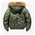 thumbnail image 4 of IYTR Men's Faux Hooded Coat Solid Color Winter Jacket Warm Long Sleeve Coat Thick Fleece Lined Winter Outerwear with Pockets Army Green XL, 4 of 6