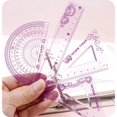 thumbnail image 4 of 4-Piece Flexible Ruler Set - 15cm/6 Inch Plastic Straight Ruler, Triangle Rulers, Protractor for Math & Geometry, Shatterproof & Bendable, School & Office Supplies (Purple), 4 of 5