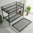 thumbnail image 4 of Gzxs Twin over Twin Size Metal Bunk Bed with Pull-Out Trundle Bed, Noise Free, Easy Assembly, Black, 4 of 8