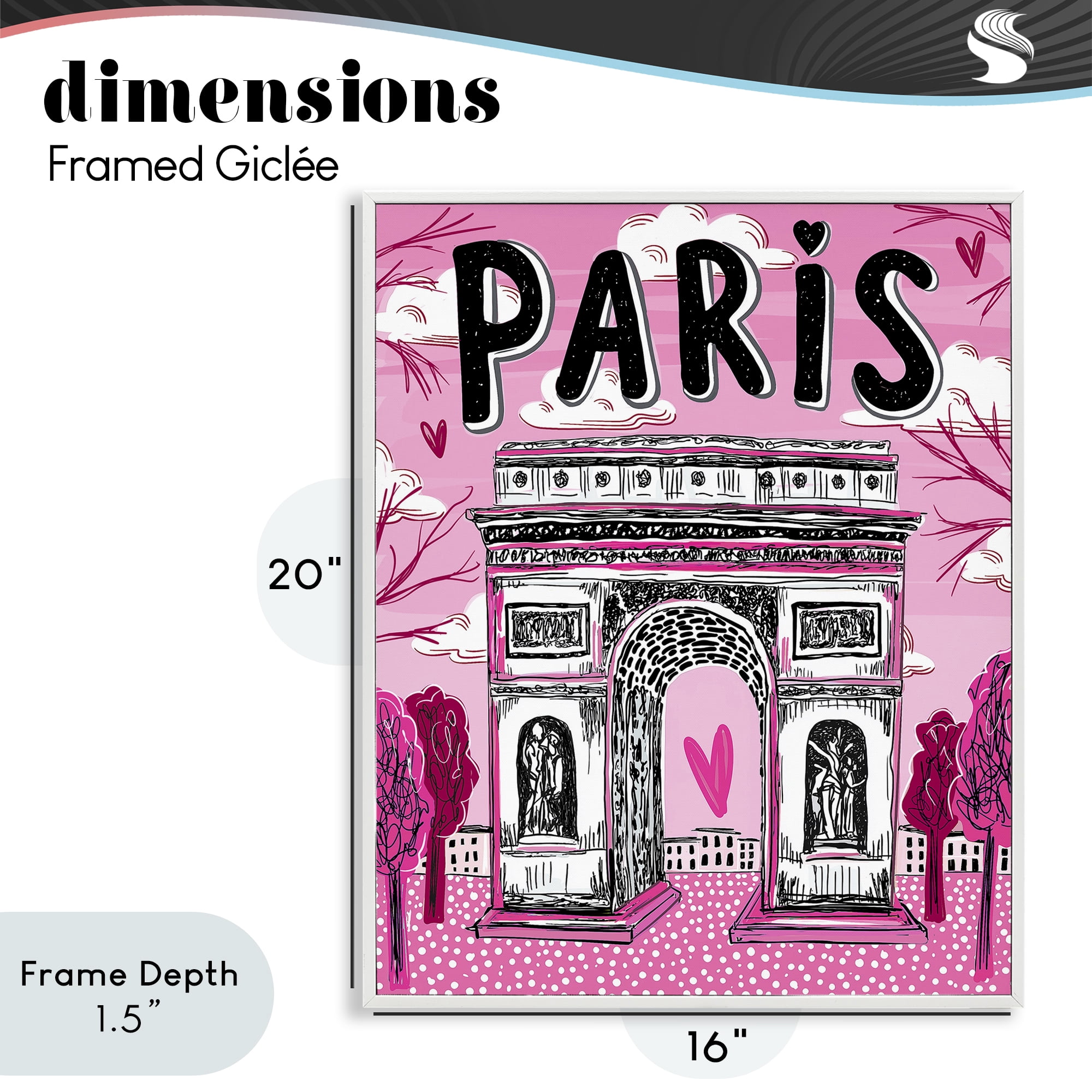 Stupell Industries Romantic Paris Arc de Triomphe White Framed Giclee Art, design by Jess Stempel