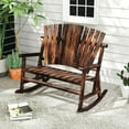thumbnail image 2 of Demifill Outdoor Adirondack Rocking Chair for Adults, Rocking Chair with High Back and Slatted Seat for Outdoor as Garden, Backyard, Porch, Brown, 2 of 11