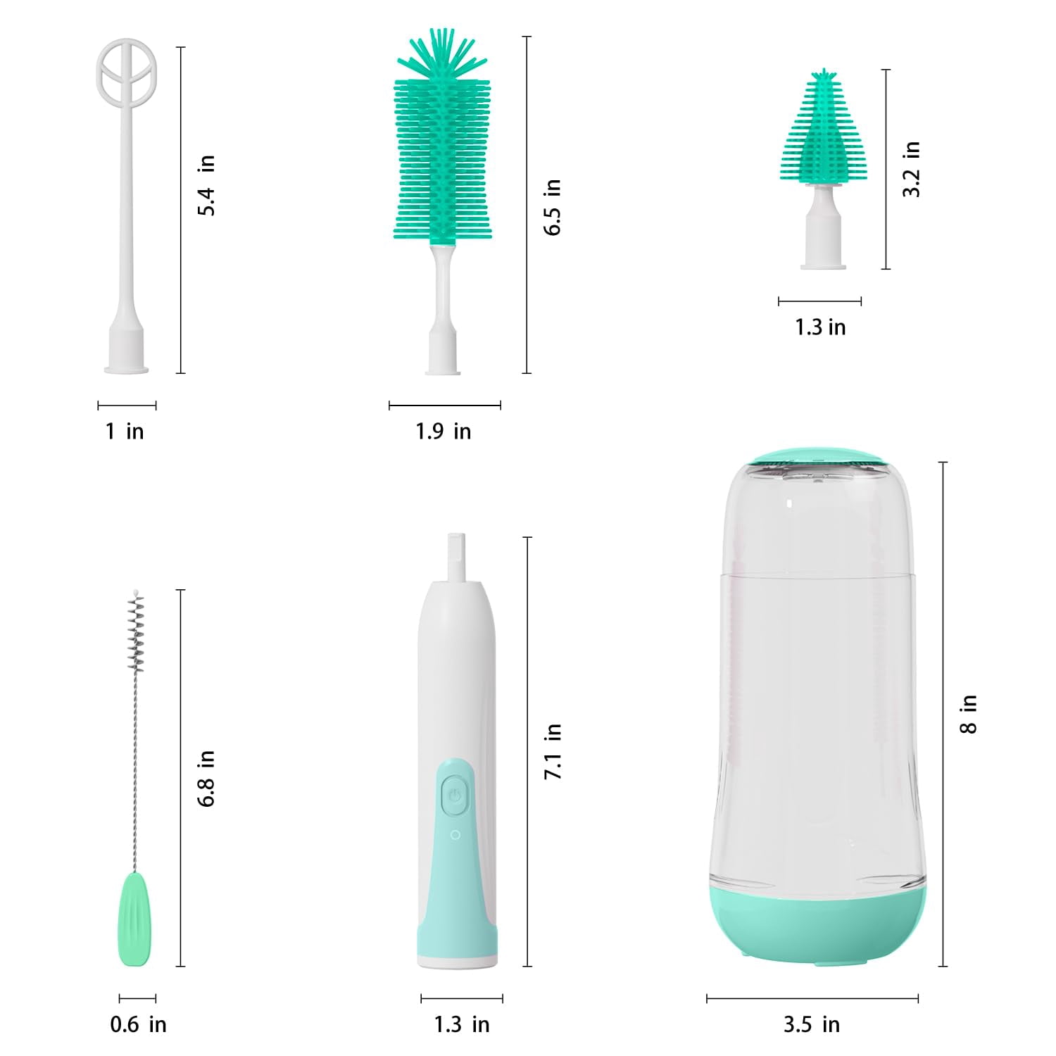 Electric Bottle Brush Cleaner, Portable Rechargable Baby Bottle Brush Kit for Travel with Silicone Nipple & Straw Brush, Drainage Rack, Storage Box, Perfect Essentials Gift for Mom After Birth