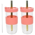thumbnail image 1 of Here's a well structured product description for your item:\n\n \n\n**2pcs Reusable Transparent Glass with Silicone Sleeve and – Heat Resistant & Slip, 1 of 5