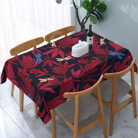 

Tablecloth Dragonfly Leaves Pattern Table Cloth For Rectangle Tables Waterproof Resistant Picnic Table Covers For Kitchen Dining/Party(54x72in)