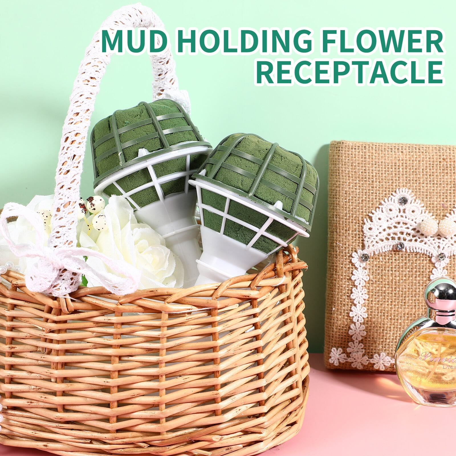 KALLORY Multi-Color Plastic Flower Bouquet Holders with Mud Base for Wedding, Floral Arrangements and Decorative Flower Accessories