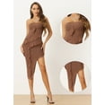 thumbnail image 2 of Unique Bargains Women's Strapless Midi Ruffle Irregular Hem Cocktail Party Dress M Red Brown, 2 of 6