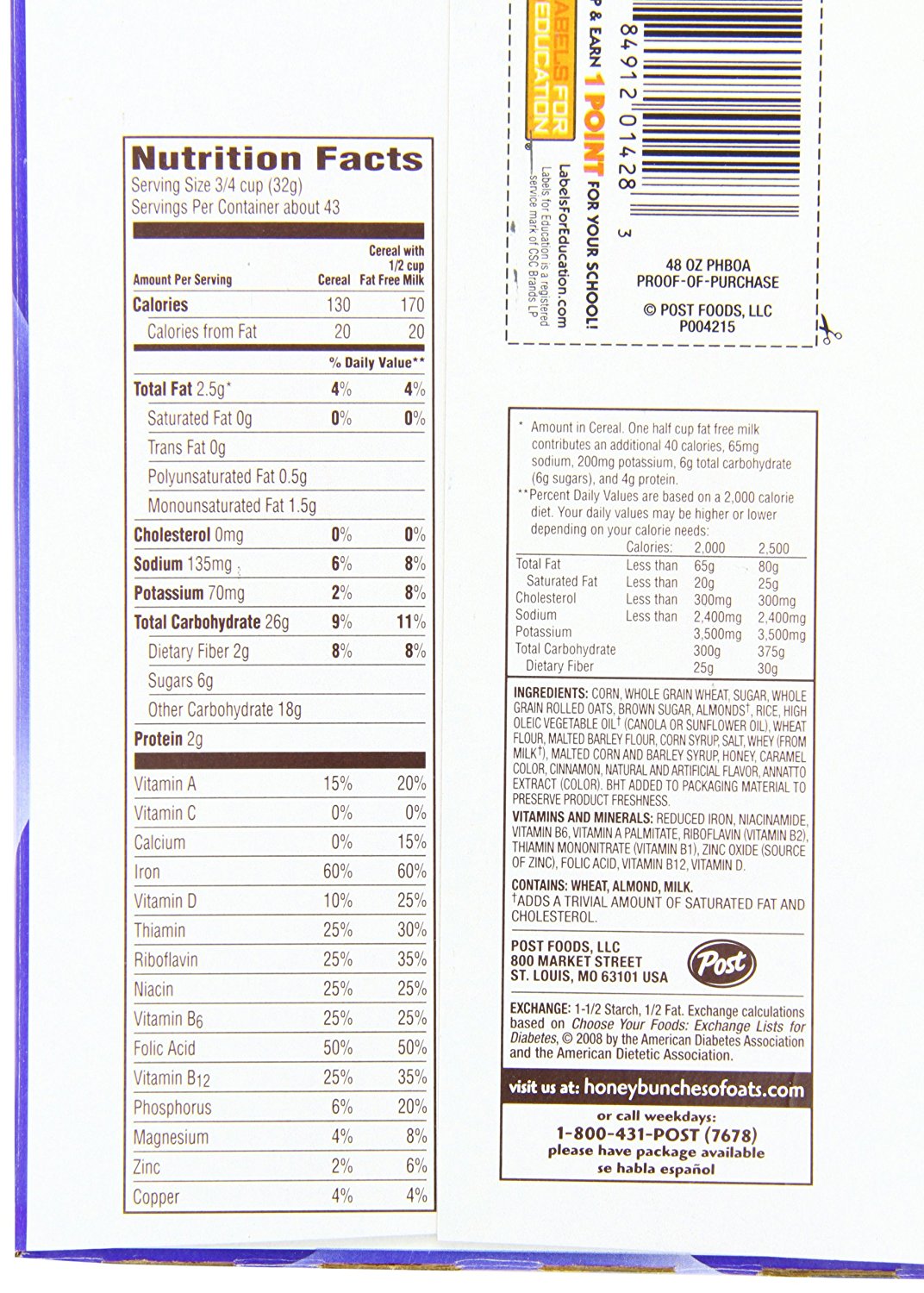 Post Honey Bunches of Oats Cereal, Crunchy with Almonds, 24 oz, 2 Ct - image 3 of 3