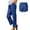 Blue, variant on Womens Linen Blend Split Hem Pants Elastic Waist Summer Casual Trousers with Button Detail and Pockets,XXL