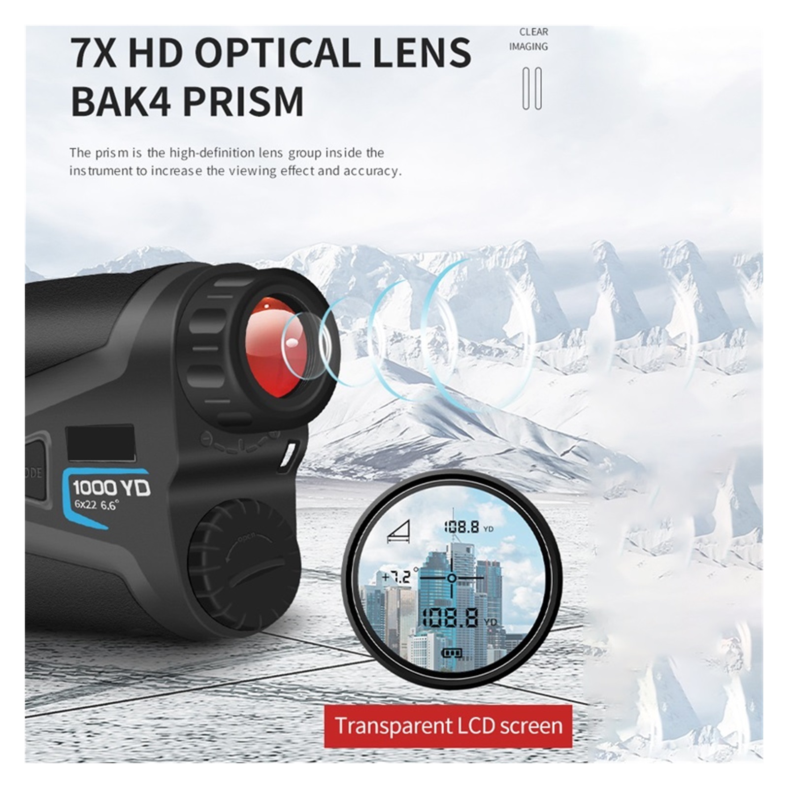 Portable Rangefinder Telescope 1000m Outdoor Distance Meter Speed Sport Golf Rangefinder Lock Flag Slope Adjusted ,High Accuracy Position