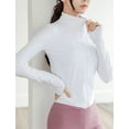thumbnail image 4 of Lentta Womens White Cropped Slim Athletic Yoga Workout Track Sports Zip Up Jacket (White-XS), 4 of 5