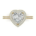 thumbnail image 2 of 2.27 ct Brilliant Heart Cut White Sapphire 14k Yellow Gold Halo Solitaire with Accents Bridal Wedding Engagement Promise Anniversary Ring for Women size 5.25, 2 of 7