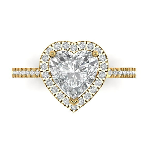 Halo Engagement Ring for Women - 2.285ct Simulated Diamond in 18K Yellow Gold Promise Ring