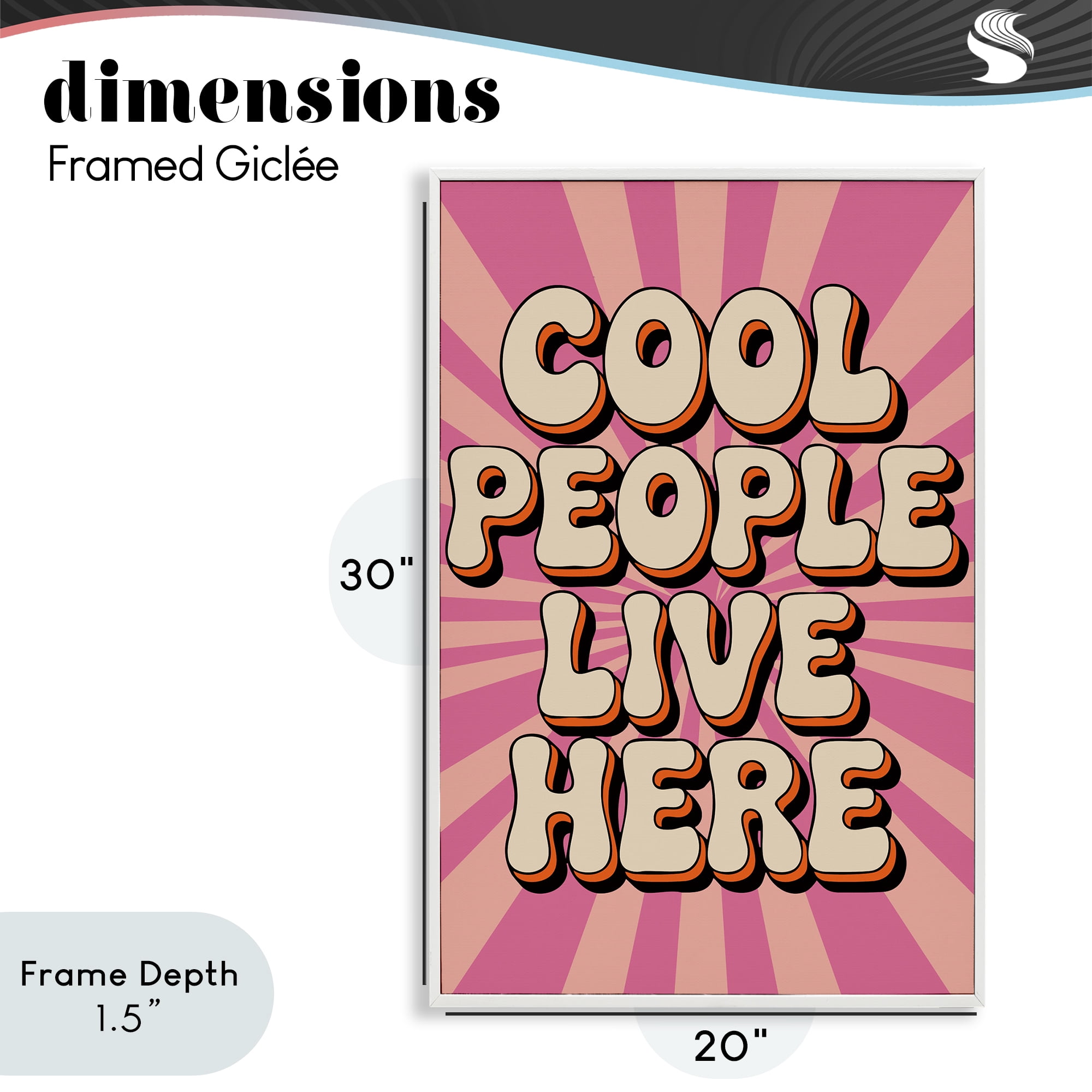 Stupell Industries Groovy Cool People Live Here White Framed Giclee Art, design by Andreas Magnusson
