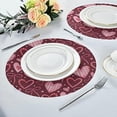 thumbnail image 4 of GZHJMY Valentine's Day Love Heart Round Placemasts Set of 6, Non-Slip Heat Resistant Place Mats Washable Kitchen Dining Table Mats, 15.4", 4 of 5