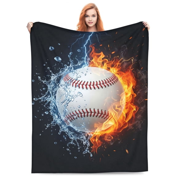 Baseball Blanket, Cool Sports Soft Throw, Portable Warm Fleece Blanket For Car, Office, Sofa And Bed, All Season Cozy 50x40