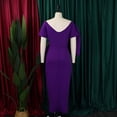 thumbnail image 6 of AURA Plus Size Women Sexy V Neck Big Bow High Waist Split Maxi Party Dress Elegant Bodycon Evening Gown, 6 of 8