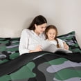 thumbnail image 5 of jejeloiu Rustic Camouflage Full Size Comforter Sets,Green Black Bedding Sets For Boys Kids Reversible 3-Piece, 5 of 8