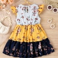 thumbnail image 6 of Rovga Casual Dresses For Girls Little Child Dress Summer Floral Print Tricolor Splicing Flying Sleeve Waist Princess Dress Daily Wear Party Birthday Girl Dress, 6 of 6