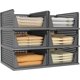 thumbnail image 1 of Paquete de 6 organizadores de clóset y contenedores de almacenamiento apilables de plástico, estantes plegables para cajones, para clóset, cocina, baño, recámara, color negro, 1 of 2