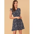 thumbnail image 3 of Vestido de Mujer Allegra K con Estampado floral Cuello En V Sin mangas con volantes Negro S, 3 of 6