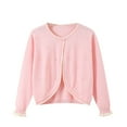 thumbnail image 2 of Girl Winter Coat Yourumao Girls Long Sleeve Bolero Cardigan Kids Button Closure Knitted Shrug Sweaters Spring Fall Cover Up Tops 3-10 Years Pink,4 Years, 2 of 6