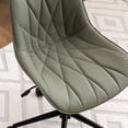 thumbnail image 4 of YOUNIKE Desk chair, Armless Swivel Office Chair, Faux Leather Task Chairs, Upholstered Computer Chair, Home Chair with Wheels, Bedroom, Dorm, Living Room, Olive Green, 4 of 15