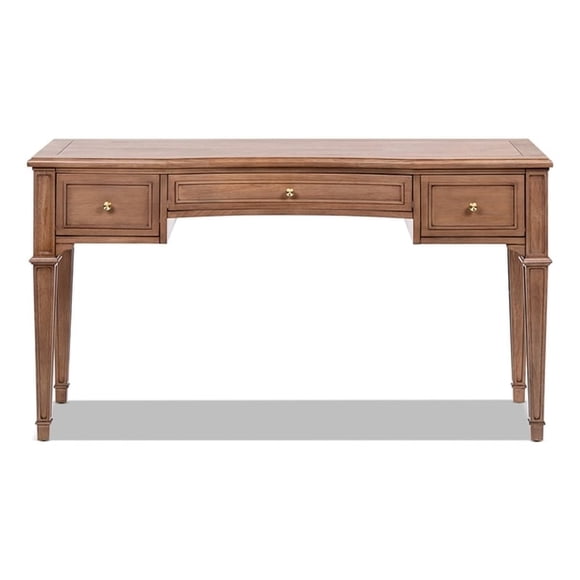 Dauphin 55" 3-Drawer Wood Executive Desk Brown Rubber Wood & Veneer