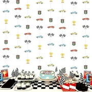 Vintage Racing Car Party Decorations - 8pcs Racing Car Hanging Streamer, Vintage Retro Race Car Hanging String Party Decor for Boys Lets Go Racing Baby Shower Birthday Party Supplies