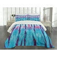 thumbnail image 3 of Ambesonne Ombre Quilted Bedspread Set 3 Pcs, Retro 60's Style Hippie, Queen Size, Blue Pink, 3 of 4