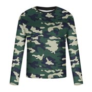 BSDJILFG Mens Camo Shirts Long Sleeve Graphic Tees Round Neck Pullover Shirt Workout Tops Activewear Winter,S-5XL
