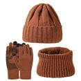 thumbnail image 4 of MIASHUI Unisex Thick Warm Knit Hat, Scarf, and Gloves Three-Piece Set, Winter Scarf for Men and Women, Cold Weather Scarf Set Brown, 4 of 4