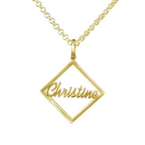 Personalized Square Pendant Name Necklace in 14K Gold-Plated Sterling Silver