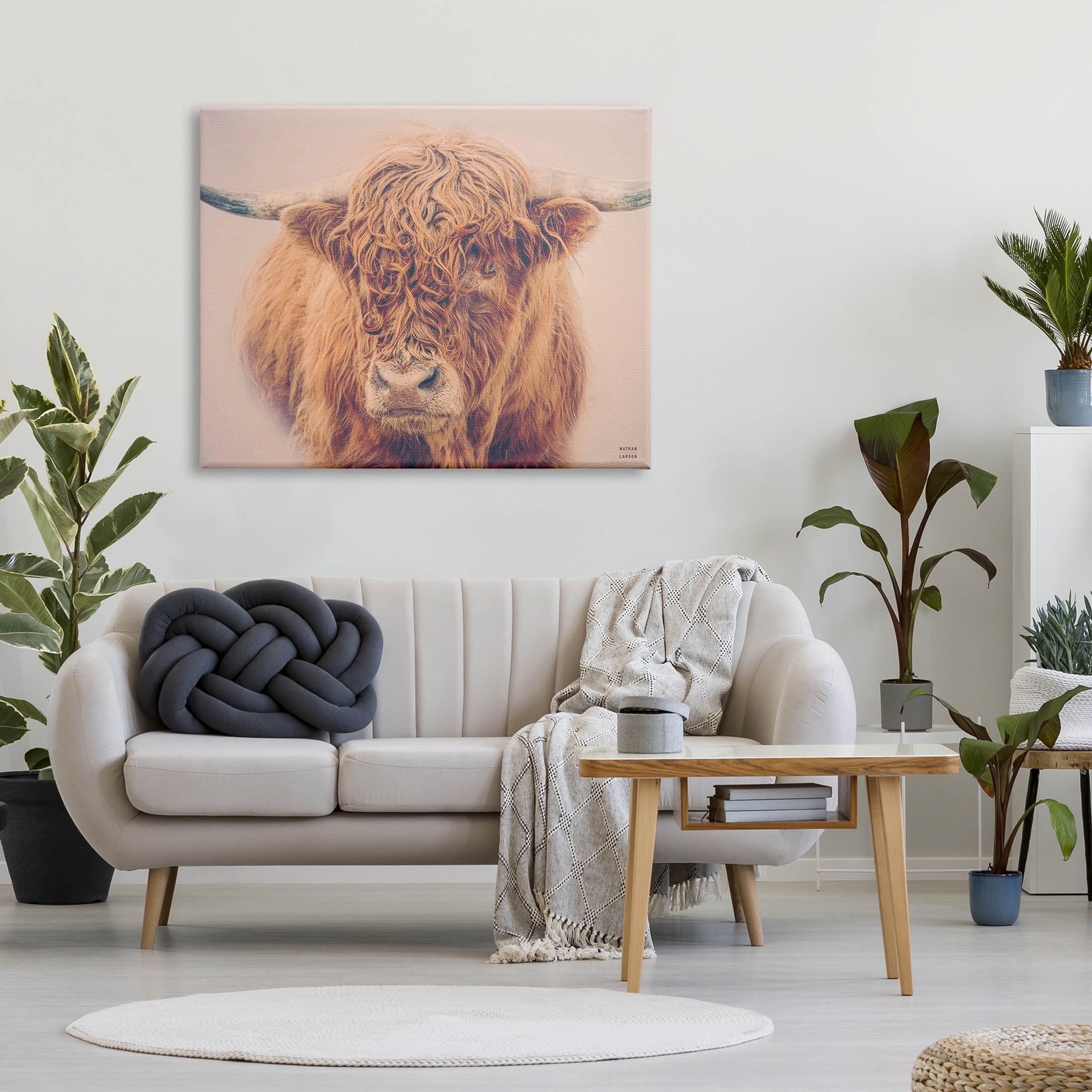 Stupell Industries Highland in Winter Fog Brown Cow Photograph Gallery Wrapped Canvas Print Wall Art, Design by Nathan Larson