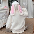 thumbnail image 3 of Chaqueta de algodón engrosada de lana de cordero con volantes y orejas de conejo de bola de piel de invierno, 3 of 3